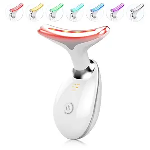 SHMHE 7-in-1 Neck and Face Massager, 7-Color LED Face and Neck Massager, Home Skincare, Portable Facial Massager, Ideal Gift Choice, Facial Shaping Tool, Portable, Multi-functional Vibration for Firming Skin
