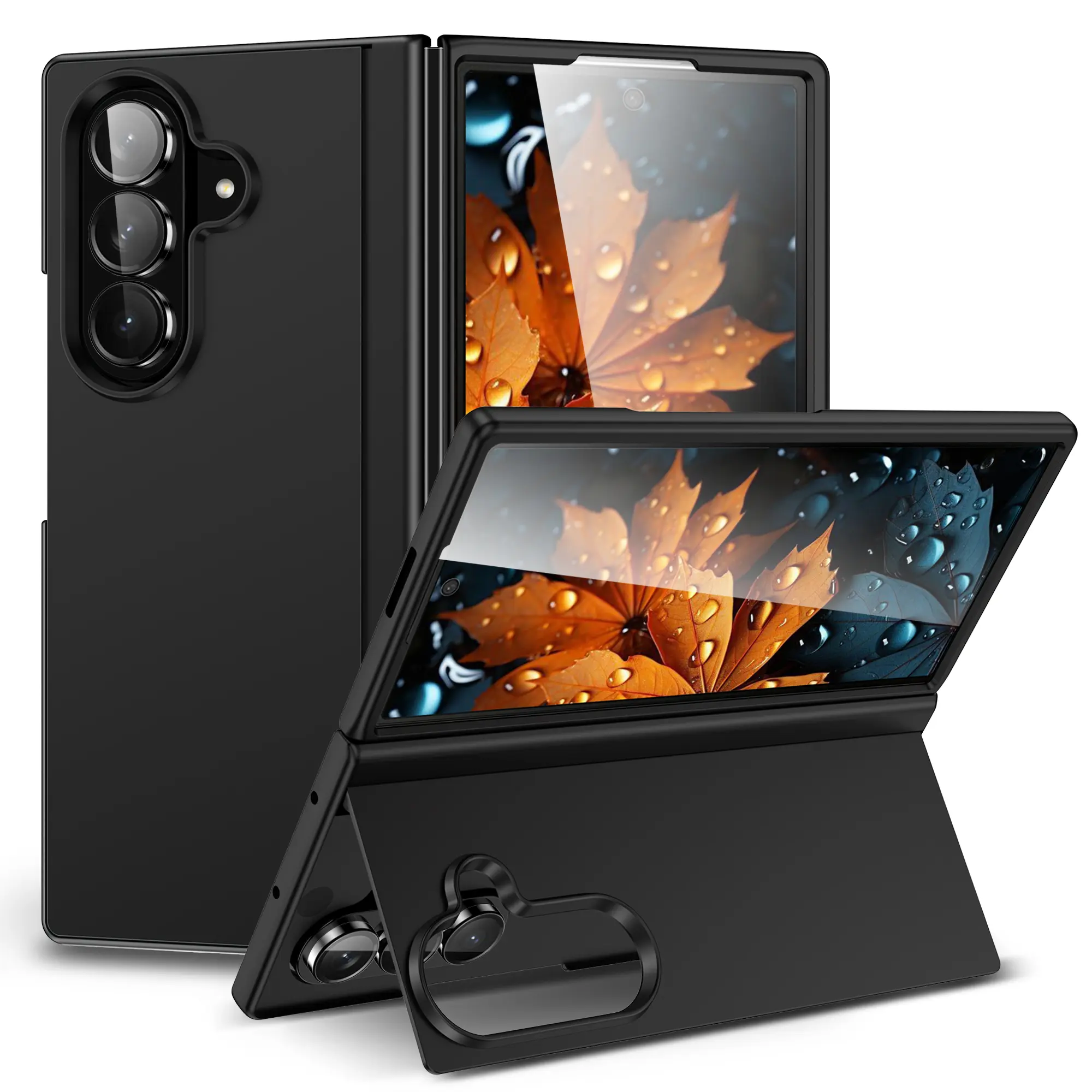for Samsung Galaxy Z Fold7, Z Fold6, Z Fold5, Z Fold4, Z Fold3 Smartphone Case with Adjustable Invisible Kickstand, Daul Layers Slim Hard PC Shockproof Protective Cover Case Protection, Accessories, Casing, Protective Casing Protector, Mobile Phone Casing