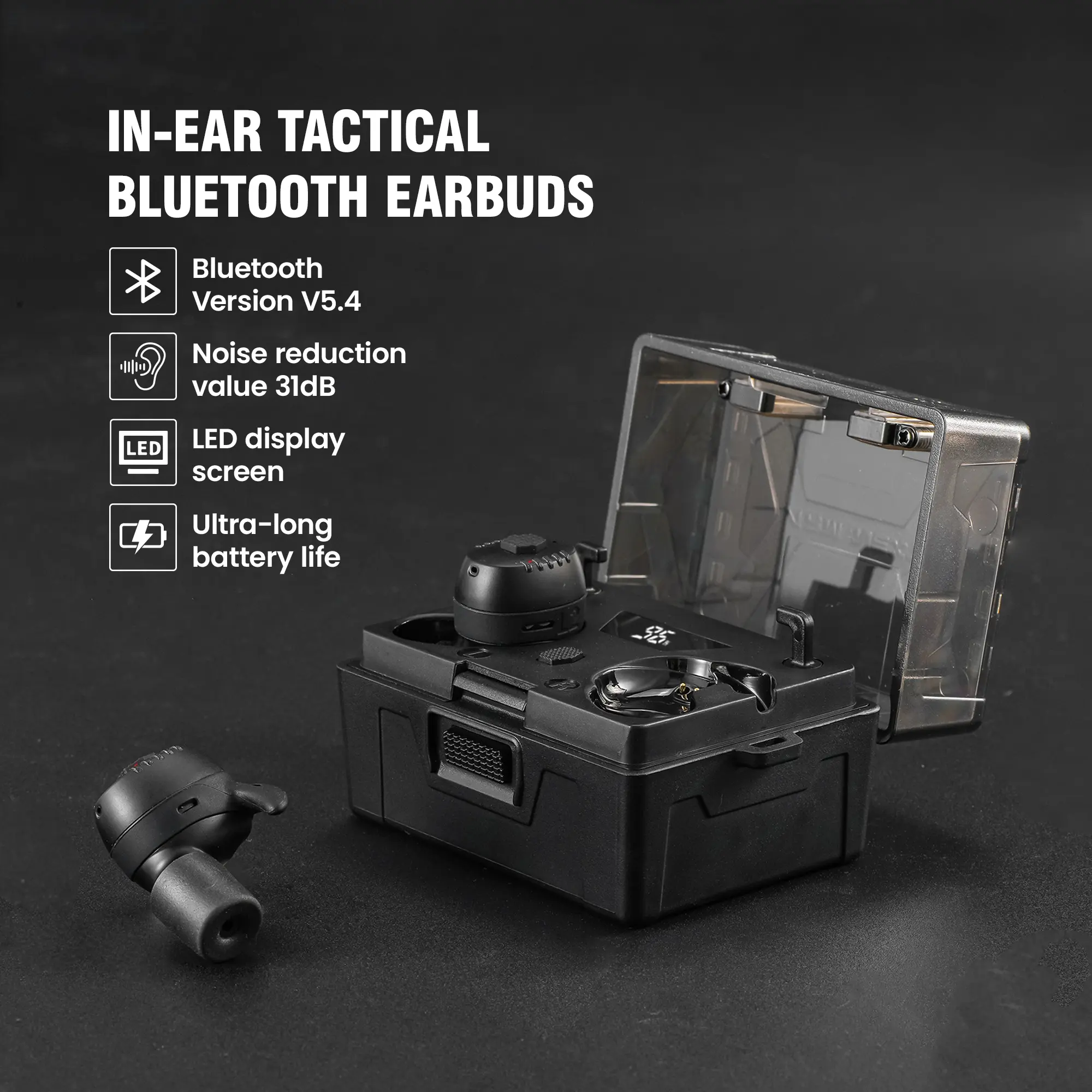 New ARM NEXT E30 Unisex In-Ear Bluetooth Earbuds - Rechargeable Swimming Earplugs, Block Unwanted Noise, Amplify Focus, Hear What Matters for Range & Construction Sites Use