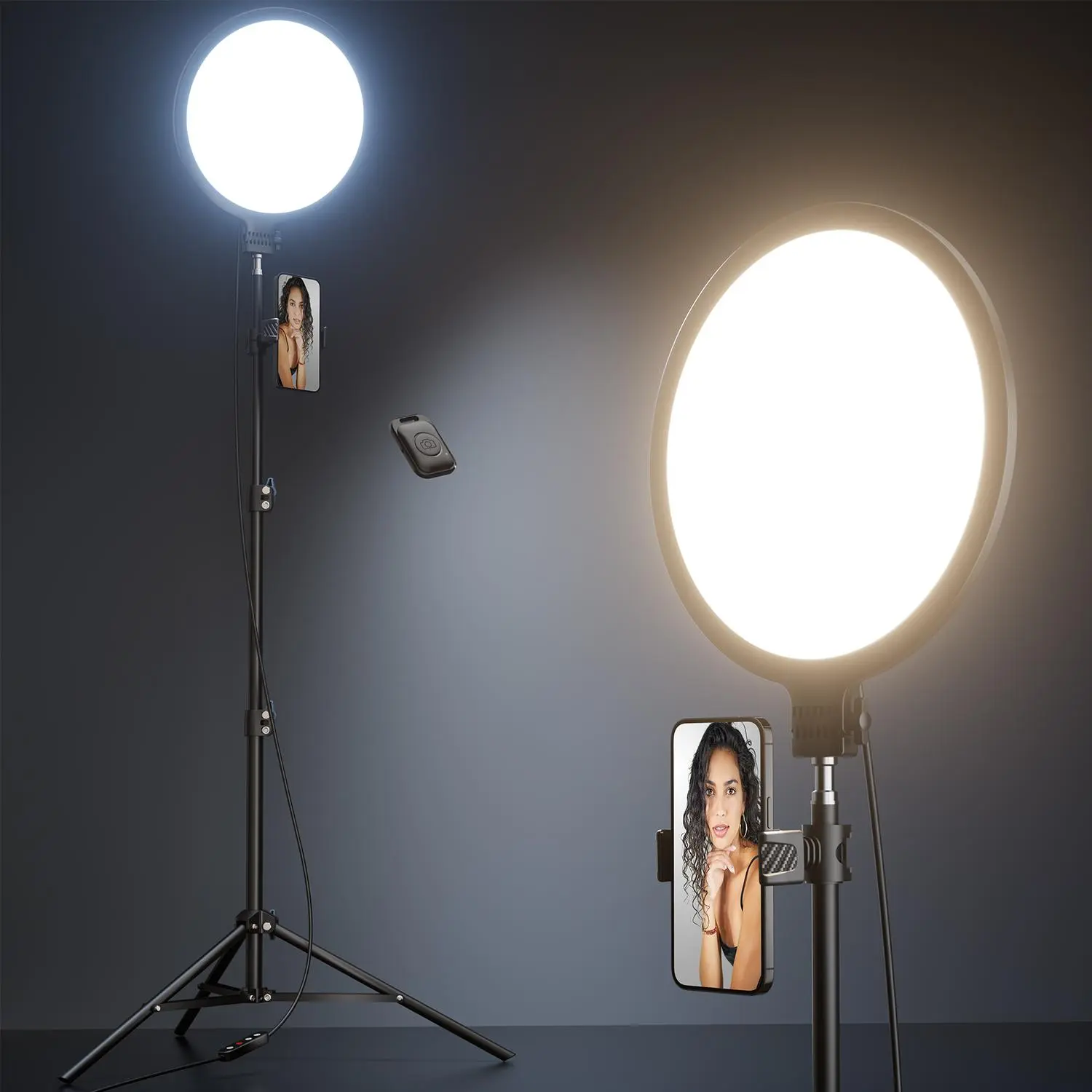 Weilisi 10.5" Ring Light with 69" Tripod Stand and Phone Holder Kit, Full-Screen Zoom Lighting for Video Recording, Makeup, Live Stream, Dimmable LED Selfie Ring Light Tripod for iPhone with Remote Smartphone Cellphone