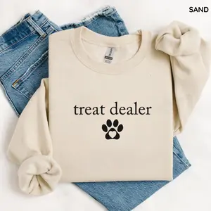 Treat Dealer SweatShirt, Dog Lover Sweater, Gift for Dog Lover, Funny Dog SweatShirt, Fur Mom Gildan Sweater, Animal Lover for Women, Trendy Casual Apparel