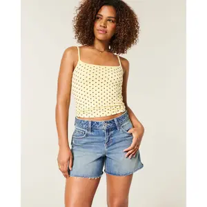 Hollister Curvy Low-Rise Medium Wash Baggy Jean Shorts
