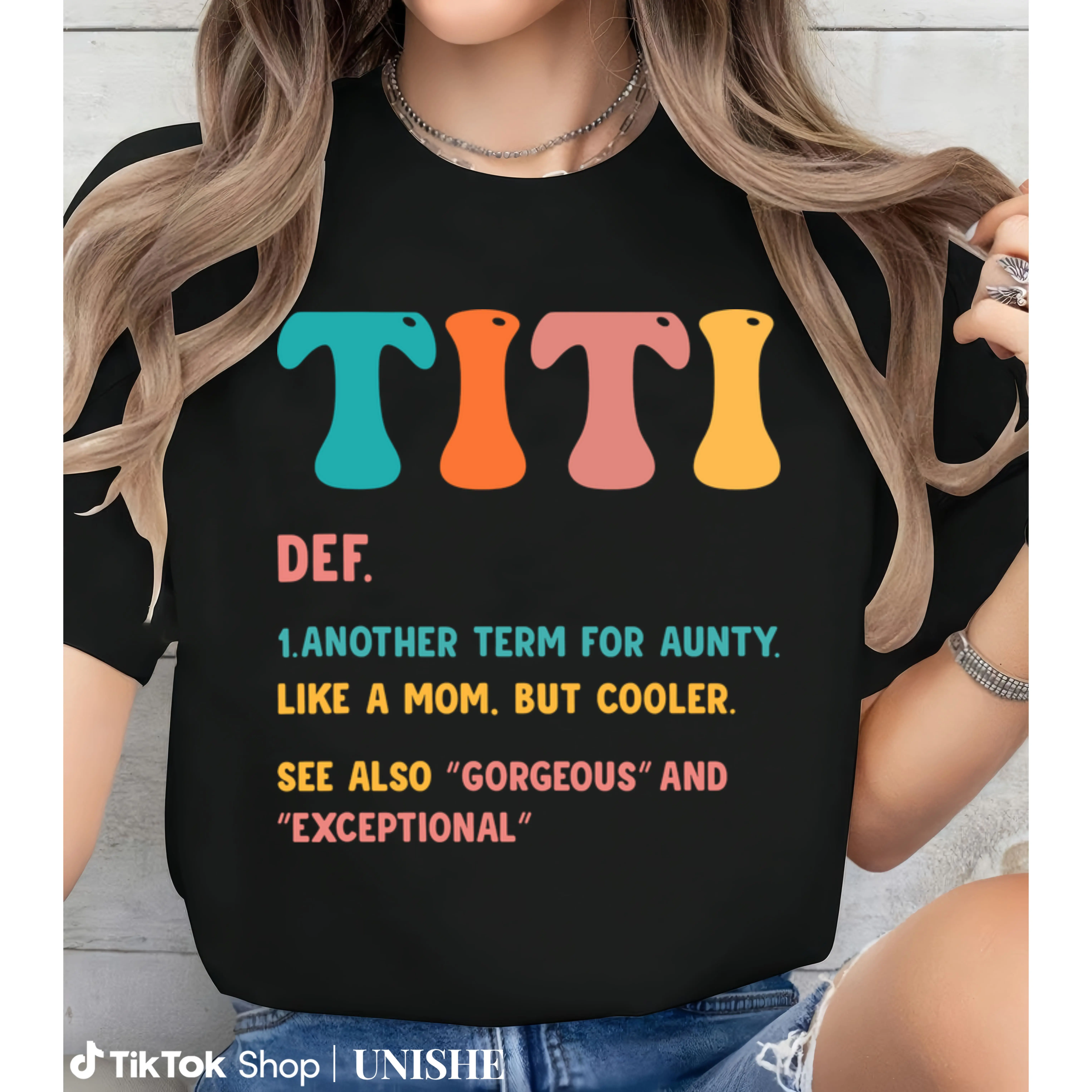 Women's Casual Short-Sleeve Round Neck Titi Tee Top - Everyday Wear for Cool 'Mom But Cooler' Figures