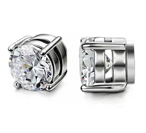 2 Pairs Stainless Steel  Earrings for Men Magnetic Earrings Men Clip on Earrings Non Piercing Earrings Unisex CZ