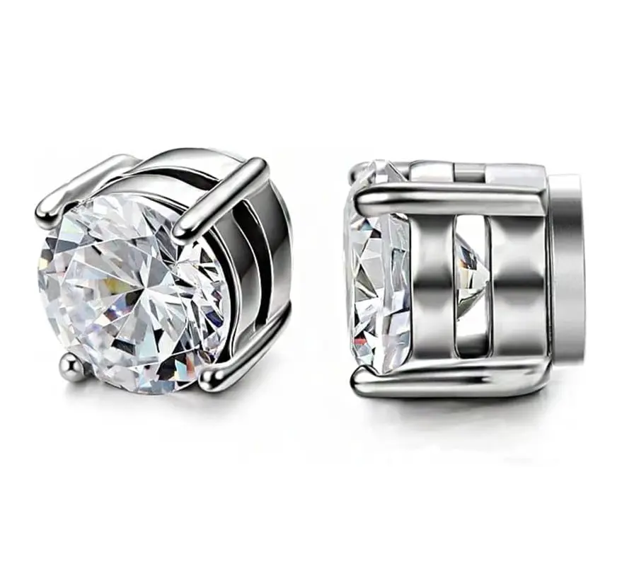 2 Pairs Stainless Steel  Earrings for Men Magnetic Earrings Men Clip on Earrings Non Piercing Earrings Unisex CZ
