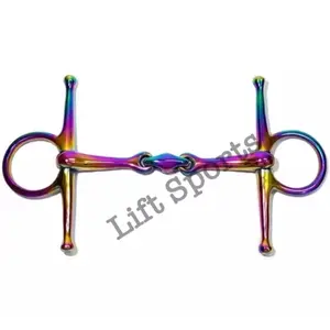 Rainbow Multi Color Full Cheek Horse Bit Snaffle Double Jointed Lozenge Fat New