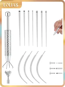 LOLIAS 14G/16G/18G/20G Piercing Taper Insertion Tool ASTM F136 Titanium Piercing Threader Tool for Threaded Push In Threadless Labret Tragus Helix Conch Piercing Jewelry Cartilage Earring Lip Nose Studs Piercing Changing Stretching Kit Assistant Tool