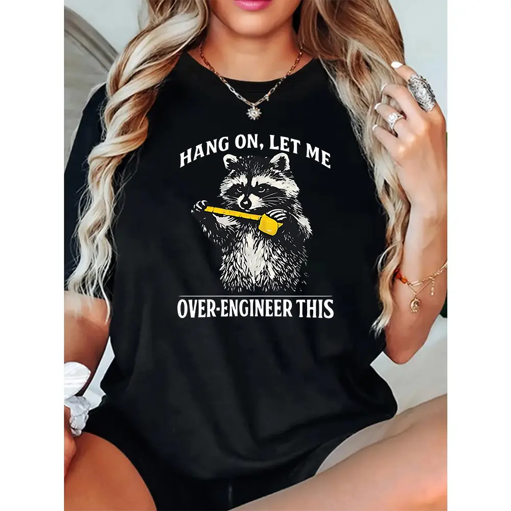 Hang On, Let Me Over-Engineer This T-Shirt, Funny Engineer Gift, Engineering Humor Graphic Tee, Raccoon Engineer Shirt