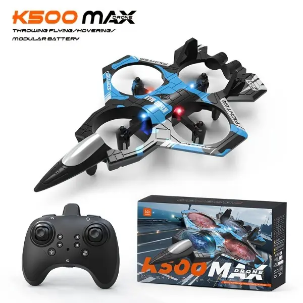 Newly Upgraded RC Fighter Jet/Drone for Kids—Foam RC plane featuring LED lights, altitude hold/hover, 360° flips, and stunt spins; adjustable speed, suitable for boys and girls; perfect for indoor and outdoor use; includes 2PC batteries—an ideal gift!
