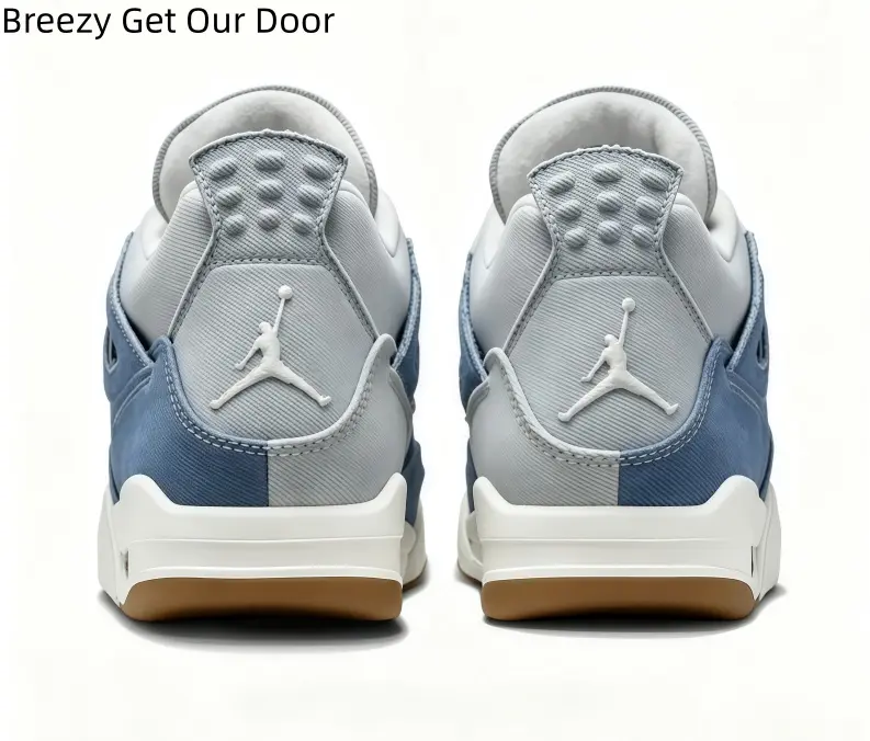 Wear Resistant Gum Sole Mid Top Athletic Sneakers Light Blue Gray Denim Mesh Breathable Cushion Support Unisex Outdoor Training Walking Street Comfort Trainers