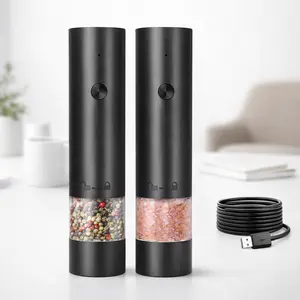 2-pack, one-handed kitchen grinder, large capacity automatic salt and pepper grinder, suitable for kitchen,Utensils Kitchenware Ceramic Seasoning,Christmas Gifts New Year Gifts Re