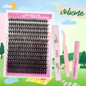 FADLASH DIY Lash Extension Kit with Lash Clusters Bond Seal Glue Remover Tweezers for Springtok Eyelash Enhancement Volume Enhancing Tools