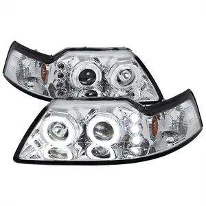 1999-2004 Ford Mustang Dual Halo V2 Projector Headlights (Chrome Housing/Clear Lens)