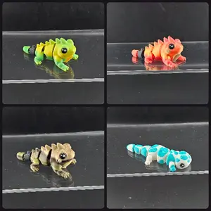 Lizards Mini 3d Printed - Colorful Miniature Lizard Figures in Green Orange Brown and Blue Patterns