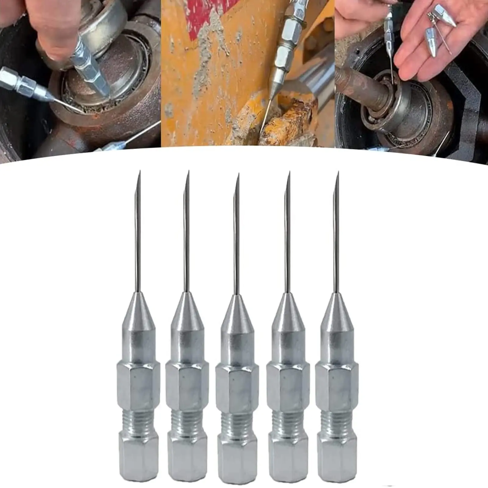 5-Pc Grease Gun Accessory Kit: Needle Tips, Coupler, Nozzle & Hard Hose for Bearing Lubrication & Manual Maintenance"