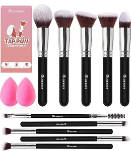 Beauty Makeup Brushes, Gentle on Skin, Effective Application Make up Brushes - 12Pcs Makeup Brush Set, Tap Paw Makeup Brushes, Foundation Brush with 2Pcs Blender Sponge (Packaging May Vary)