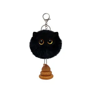 Cute Plush Cat Keychain, Car Key Fob Accessory, Motorcycle Hanging Decoration, Suitable for Home Keys, Unique Gift Idea