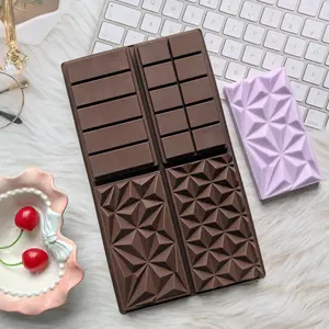 4 Grid Silicone Chocolate Mold, 1 Count Diy Rectangular Waffle Block Chocolate Baking Mold, Food Baking Mold for Home Kitchen
