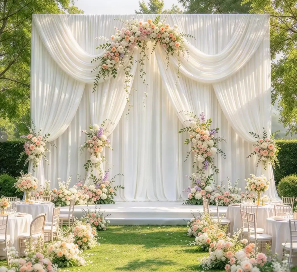 Sohochic 6-Panel Fall Wedding Backdrop Drapes, Wrinkle-Free Polyester Pleated Curtains, Durable for Multiple Events, Fits Standard Stands, Reusable for Graduation/Thanksgiving/Autumn Party Decor, 5x7ft/5x10ft/5x12ft (Stand Not Included),home decor