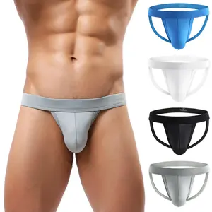Men's Athletic Supporter Performance Jockstrap, Breathable Sexy Lightweight Jock Straps Male, Low Rise Workout Underwear Men's Thong 4 Pack Multicolor, All-Day Wear(Sizes, S-2XL)