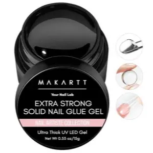 Makartt Solid Nail Glue Gel,Best gift for Halloween, Extra Strong Gel Nail Glue for Press On Nails and Nail Tips Long-Lasting Strong Adhesion Nail Glue for Acrylic Nails Clear Hard Gel for Nail Art Home Salon UV Light Cured
