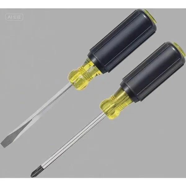 Klein Tools 2-Piece Screwdriver Set - 1/4 Keystone Tip, #2 Phillips, 4-In Round Shank, Heat-Treated Shafts, Cushion-Grip Handle, Internal Flanges, No-Slip Design, Chrome Plated, ASME Compliant, Made in USA Home Improvement Hand Tool