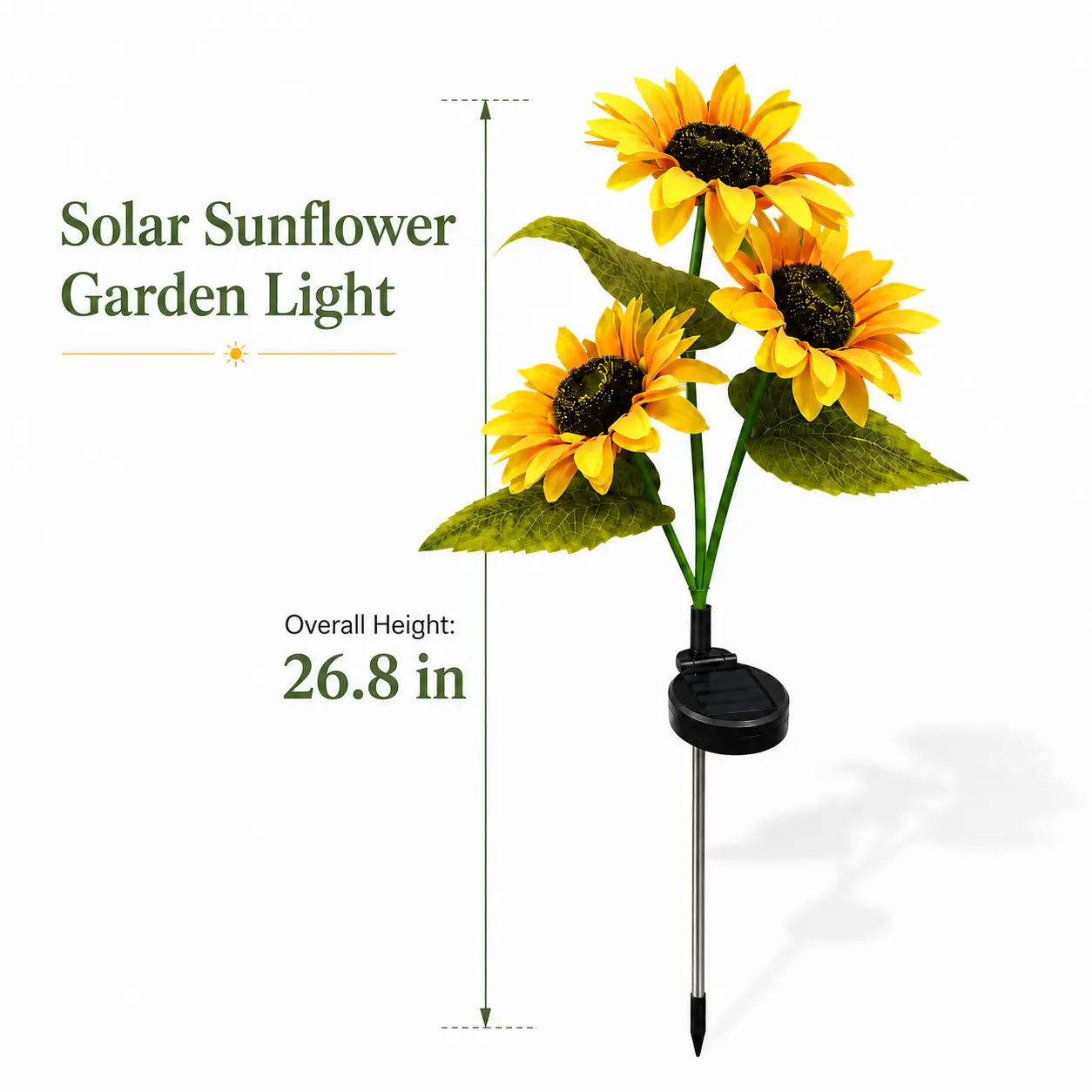 Solar Sunflower Garden Stake Lights - 2/4/6 Packs, 14cm Large Flower Heads, 65cm Tall LED Solar Outdoor Lights, IP65 Waterproof Realistic Decor for Lawn, Patio, Pathway