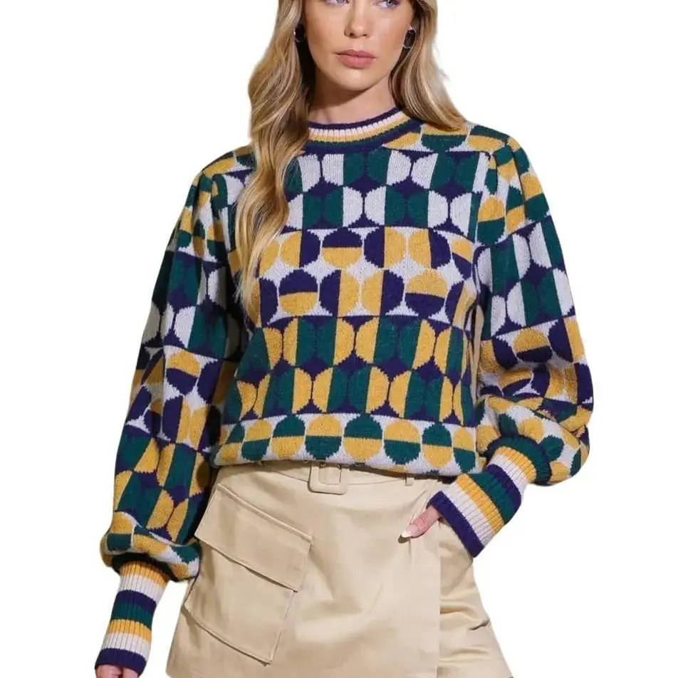 Oversized Jacquard Knit Sweater- Flying Tomato