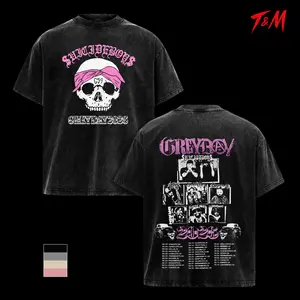 GreyDay 2026 Tour Shirt | G59 Skull Pink Bandana Vintage Acid Wash T-Shirt | Oversized Graphic Tee | Heavyweight Cotton Rap Hip Hop Streetwear | Concert Merch