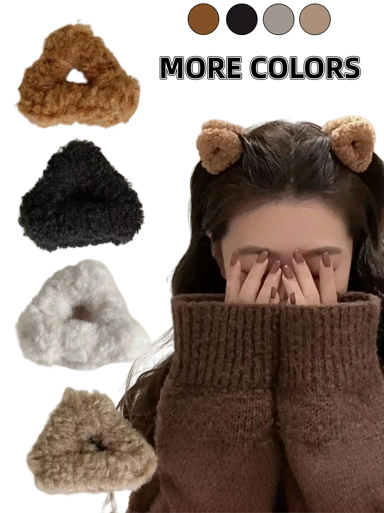 Cute Cat Ear Hair Clip Set for Women, Fashion Hair Accessories, Soft Lamb Wool Triangle Barrettes, Small Size, Perfect for Half Updo, Princess Style, Playful, Daily Wear, Fun Hair Clips, Super Cute Clips, Clip Design, Hairstyle Accessory