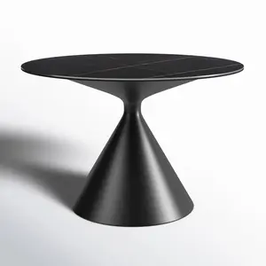 Aviv round Stone Top Metal Base Dining Table