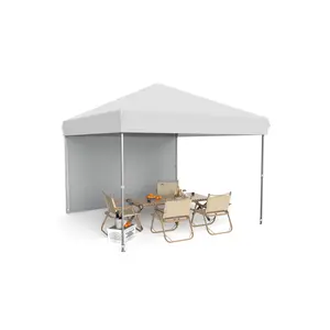 10x10 FT Heavy Duty Pop Up Canopy Tent – Waterproof Outdoor Shelter – 1 Removable Sidewall – Easy assembly– Adjustable Height – Roller Bag & Weight Bags – Patio, Garden, Camping, Beach, Party