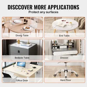 VEVOR PVC Table Protector 48 Inch Round Clear Plastic Desk Protector 2.0mm Thick Ornaments Decor