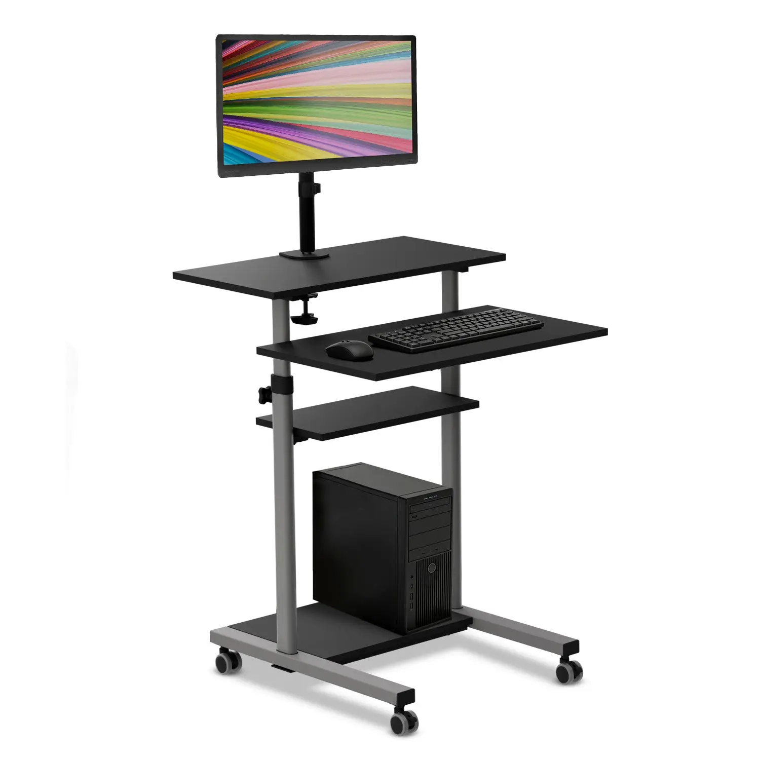 Rolling Computer Work Station with Monitor Mount