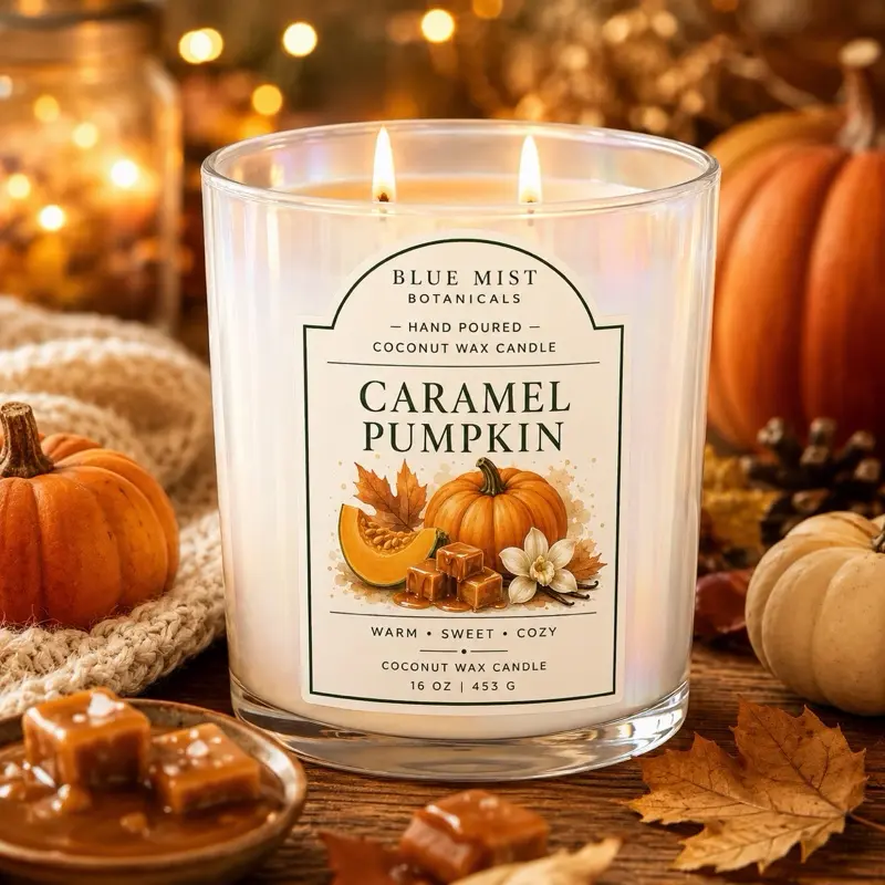 Luxury Double-Wick Caramel Pumpkin Coconut Wax Candle
