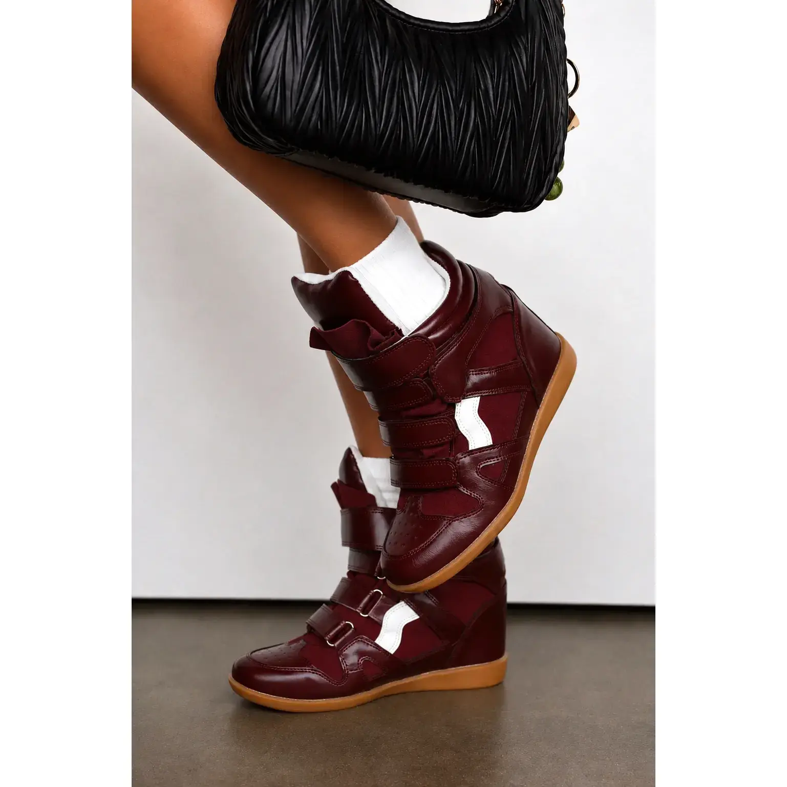Gigi Wedge Sneakers - Burgundy Gigi Wedge Sneakers - Burgundy