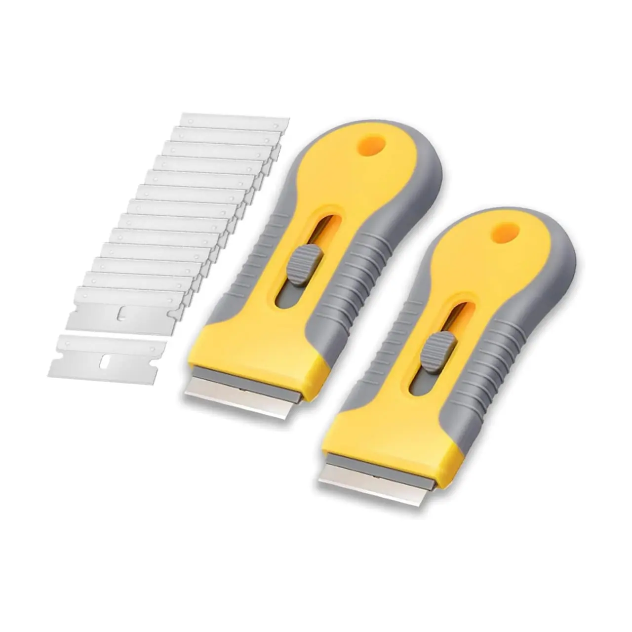 Blade Scraper Tool, 2 Pack, 30 Extra Carbon Steel Blades, Anti-Slip Ergonomic Handle Design, Razor Scraper Set for Cleaning Window, Paint, Oven, Glass, Stove
