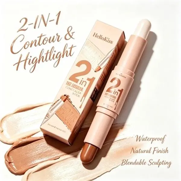 2-in-1 Cream Contour Highlighter Stick, Blendable Sculpt Bronzer Glow Stick, Natural Finish for Snatched Face Makeup, All Skin Tones, Cruelty-Free
