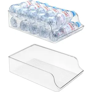 2 Pack 16.9 oz Water Bottle Dispenser Organizer for Refrigerator Plastic Storage Bin Container for Fridge Freezer Pantry Kitchen