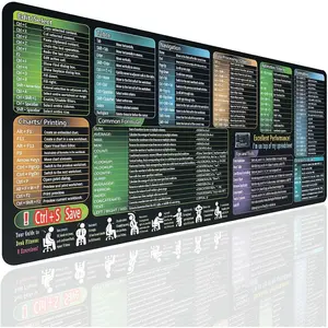 Pad with Excel Cheat Sheet Desk Pad, Large  Non-Slip Desk Mat with Printed Keyboard Shortcuts for Work, Study, , or Gaming(27.6x11.8 in)
