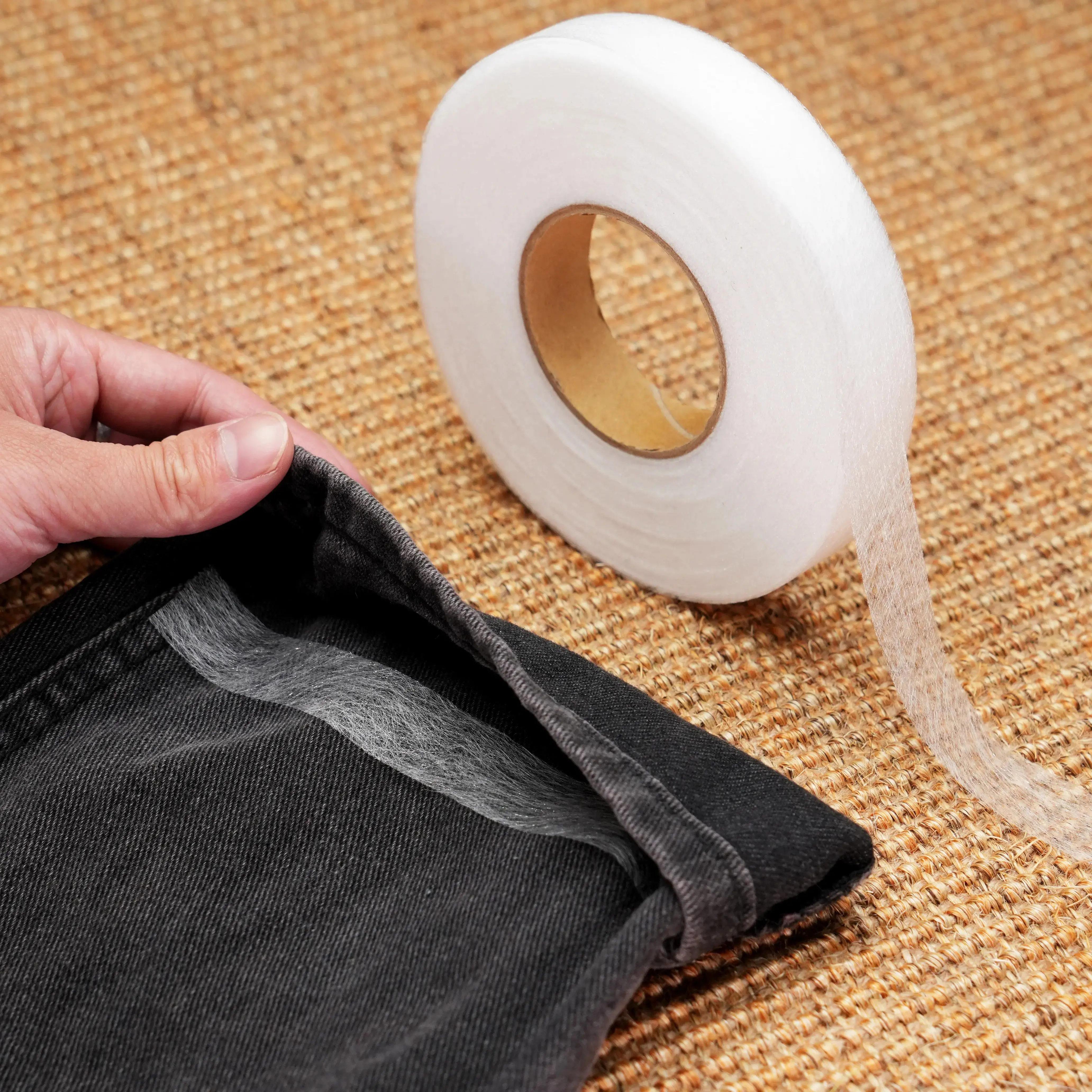 Durable Double-Sided Fusible Bonding Tape - Hot Melt Non-Woven Iron-On Adhesive Lining, Soft Fusible Interfacing for DIY Sewing Projects, Garment Shaping, Pants Leg Reinforcement, Washable Hardware Adhesive Supply