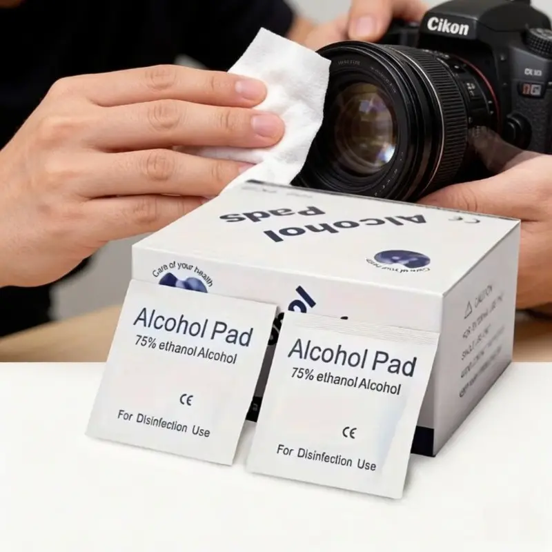 Camera Lens Alcohol Wipes, Camera Cleaner, Disposable 75% Alcohol Cotton Pads Individually Packaged, Non-woven Material Does Not Damage Lenses or Caue Scratches, Suitable for Multiple Uses, Digital Cameras, Mobile Phone Screens