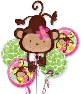 Monkey Love 5 Piece Mylar Balloon Bouquet