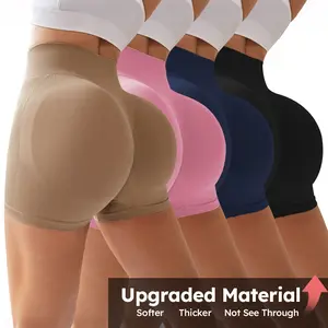 4-Pieces High Waist Tummy Control Side-Ribbed Butt-Lifting Seamless Shorts