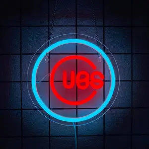 Cubs Neon Sign Baseball for Sport Club Wall Decor Baseball Sign Neon Light For Man Cave Garage Decoration  Neon Sign For Bar,Dorm Room,Party DecorationGame Room Decoration