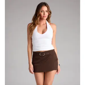 Flirty And Bold Belted Denim Skort