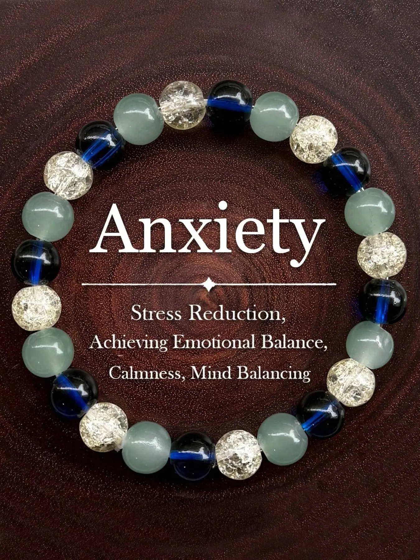 Anti-Anxiety Crystal Bracelet, Stress Relief Emotion Balance, Daily Wear Anxiety Hand Ring, Gift for Friends Family Men Women, Energy Bracelet, Bracelets Jewelry