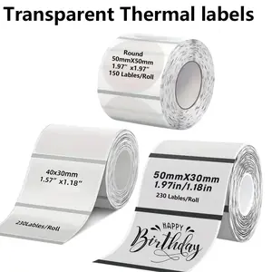 690/450sheets/3 rolls, circular/square thermal label paper, transparent ink free printed stickers, suitable for case labels, home organization, work notes, small business labels, Christmas/barcode/logo/commercial/home self-adhesive stickers,