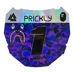 ODI Style Front Number Plate Decal — Purple/ Blue Designer Camo (Holographic Chrome)