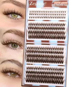 Brown Lash Clusters With Bottom Eyelash Clusters Natural Look Cluster Eyelash Extensions 300Pcs Brown Wispy Lash Clusters D-Curly Individual Lashes 10-16MM by Zegaine